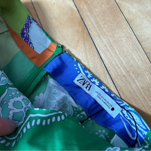 Zara Nod Paisley Colorful Satin Midi Skirt - Picture 9 of 11